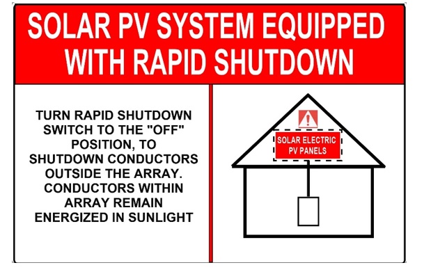 Solar PV System Equipped with Rapid Shutdown Example Label