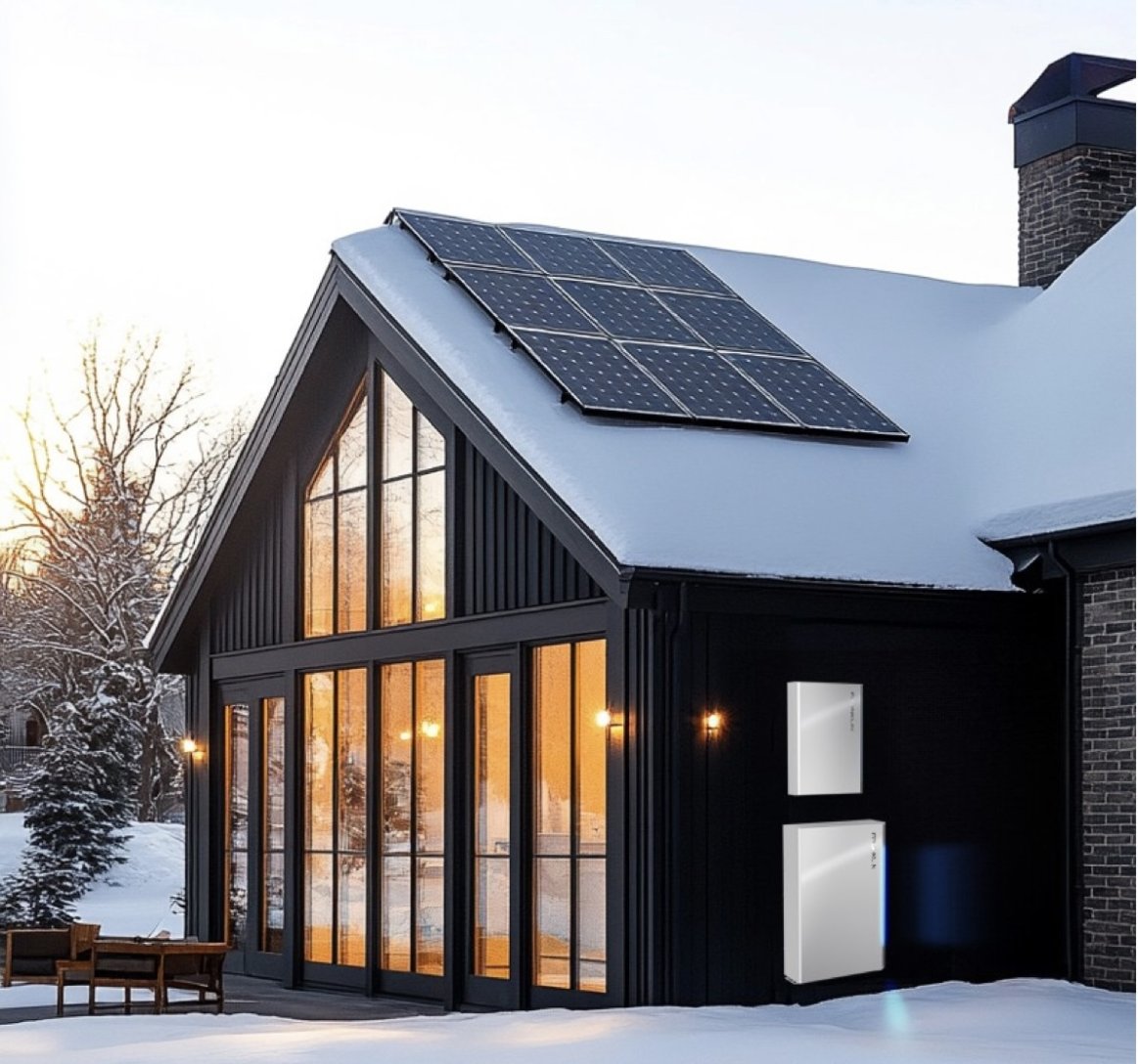 FranklinWH solar system residential installation in winter weather.