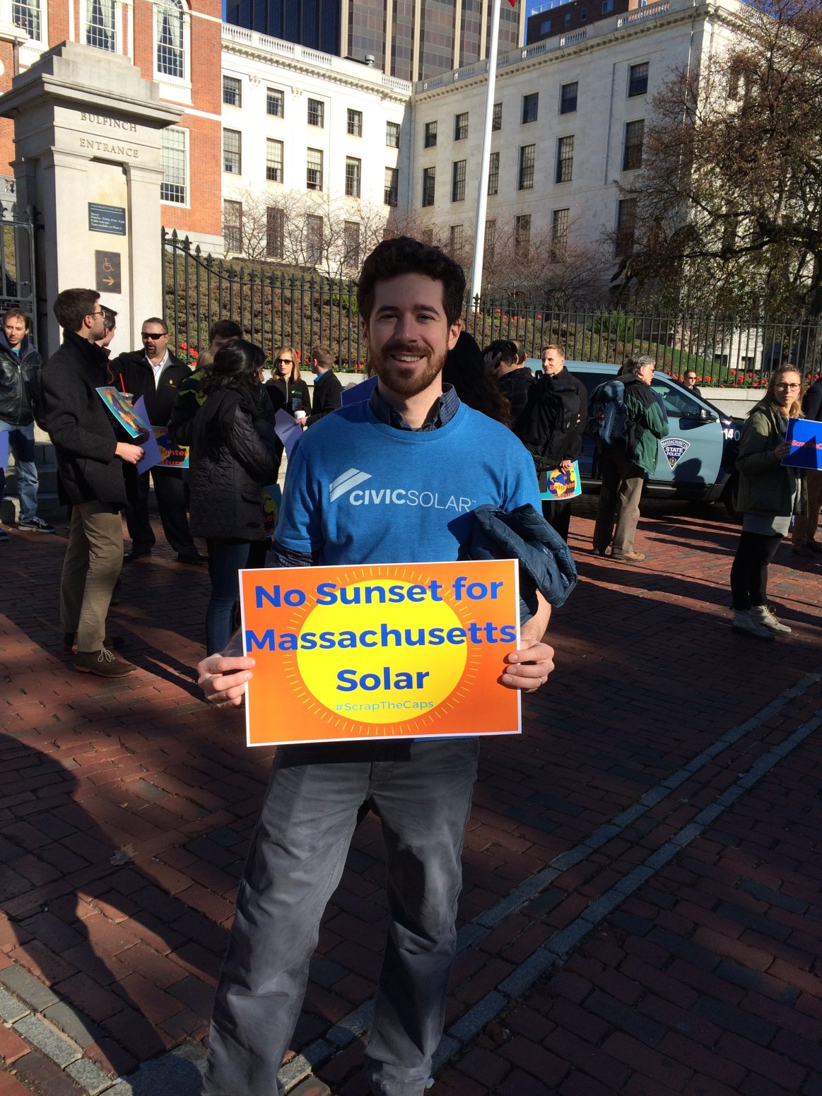 Greentech RenewablesSolar supporting the cause! Kevin on the steps of the statehouse
