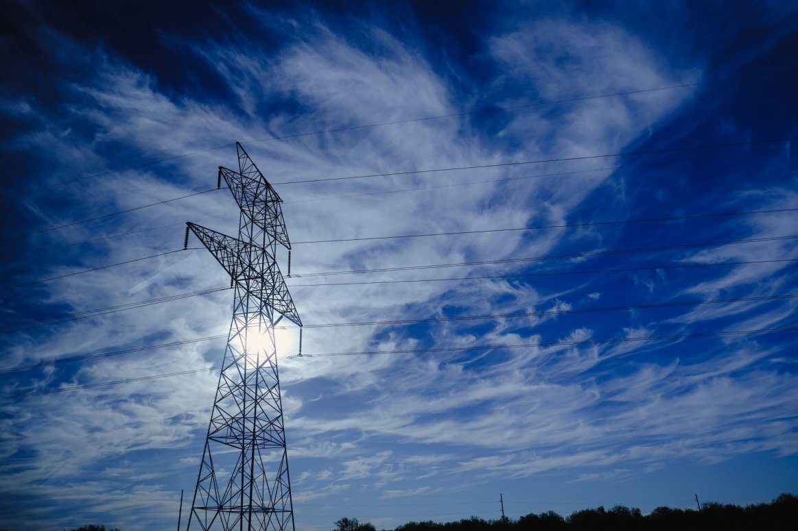 Electrical transmission tower to show energy usage for commercial customers.