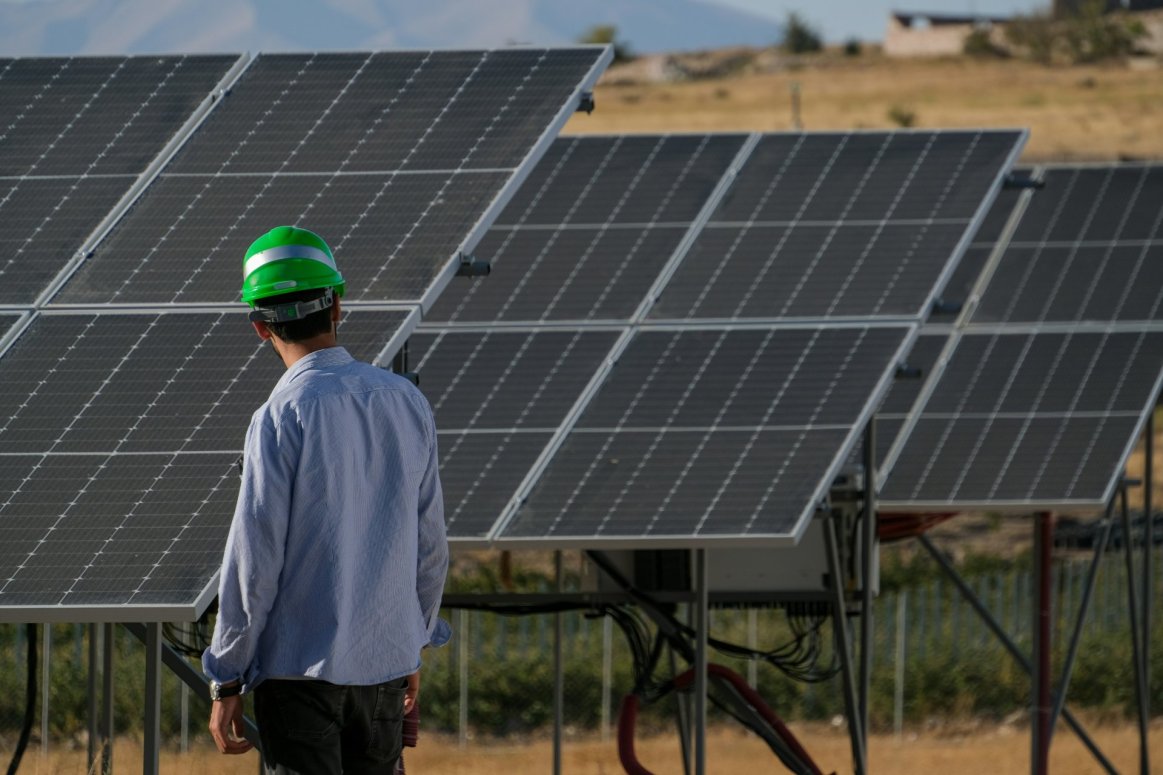 Solar array in field