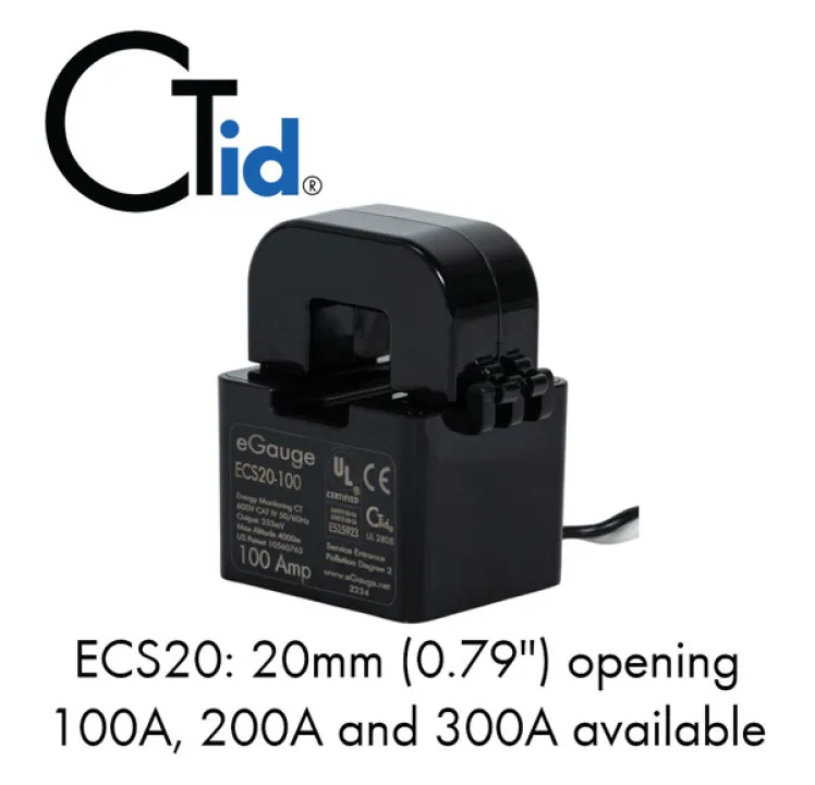 eGauge Systems Revenue Grade Split-Core CT w/CTID - 20mm 200A, ECS20-R 20MM 200A