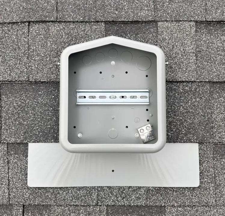 SolaDeck 2 Position Ground Flashed PV Junction Box for Composition/Cedar Roofs GRY, 0799-2G