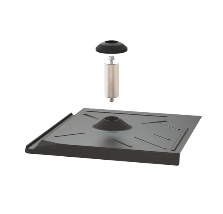 Pegasus Solar Flat Tile Flashing w/ Post & EPDM Boot, GA Black, PSTR-FFB0