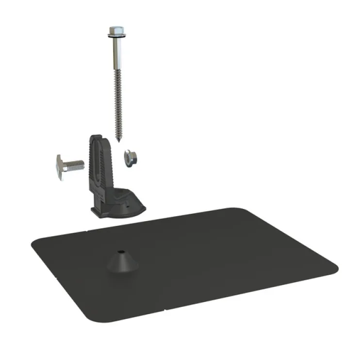 Pegasus Solar Open Slot L-Foot, Flashing, Comp Mount, Black, Dovetail 3/8" T-Bolt, PSCR-UBBDT