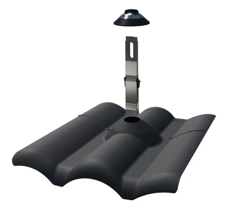 Pegasus Solar W-Tile Flashing w/Scissor & Metalized EPDM Boot Galvanized Black, PTX-WFB0