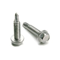 Mudge Fasteners #10 x 3/4" Hex Washer Head Self-Drilling Screws SS, 13710T075SS