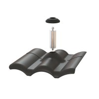 Pegasus Solar W-Tile Flashing w/ Post & EPDM Boot, GA Black, PSTR-FWB0