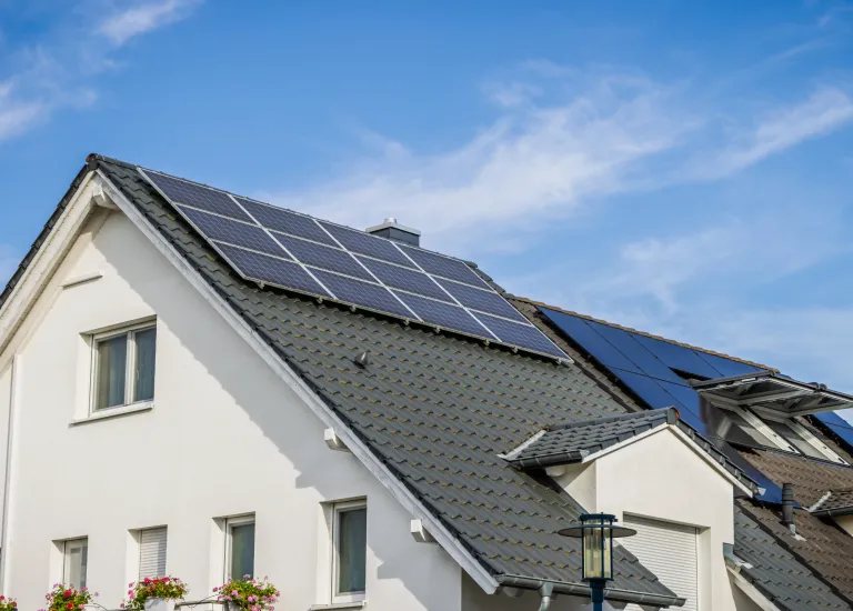 Solar Panels on the roof of a home.