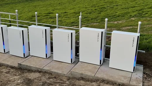 FranklinWH Batteries on a field at sunrise 