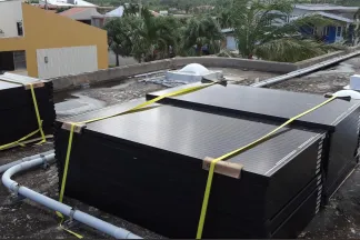 Commercial solar job site featuring commercial modules.