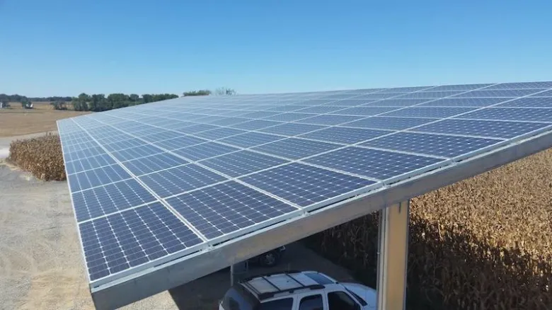 A top-down shot of the array