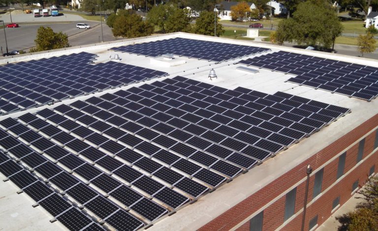 Commercial solar installation project in Wichita, KS.