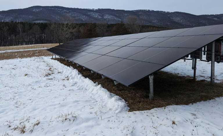 solar farm in the snow