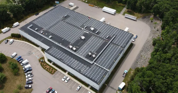Overhead shot of solar installation