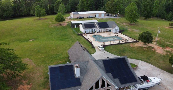 Jacksonville home residential installation drone view overhead.