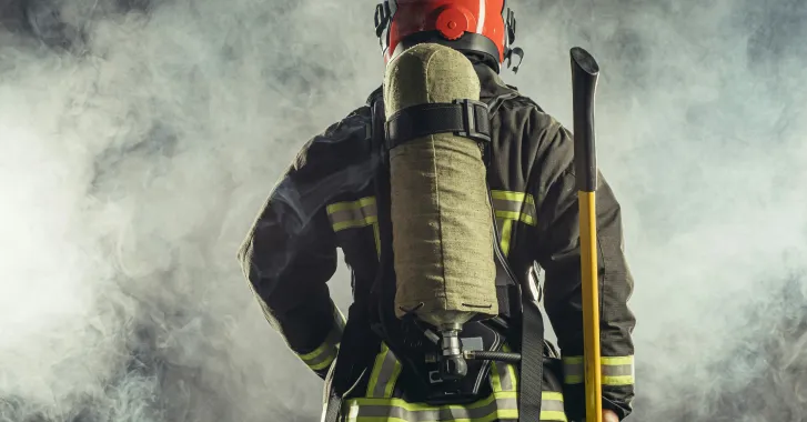Firefighter on the job staying safe through standards like UL 3741.