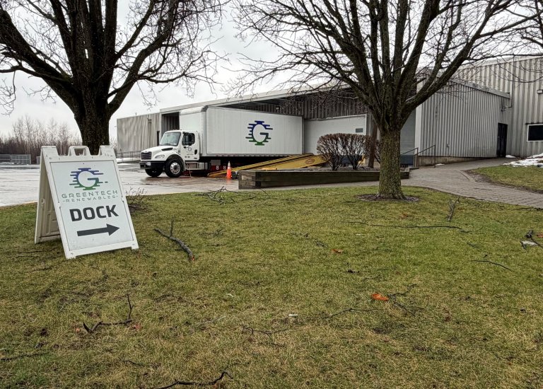 Greentech Renewables Rochester delivery truck and dock.