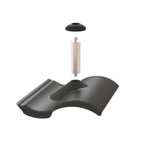 Pegasus Solar S-Tile Flashing w/ Post & EPDM Boot, GA Black, PSTR-FSB0