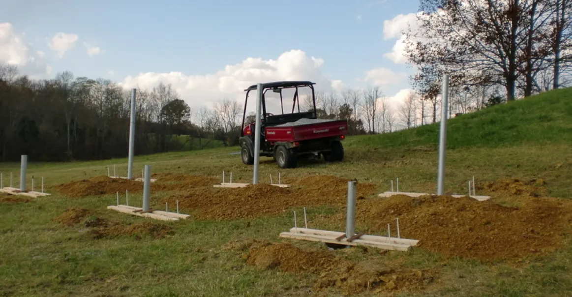 Mounting the 3 inch pipes on the ground