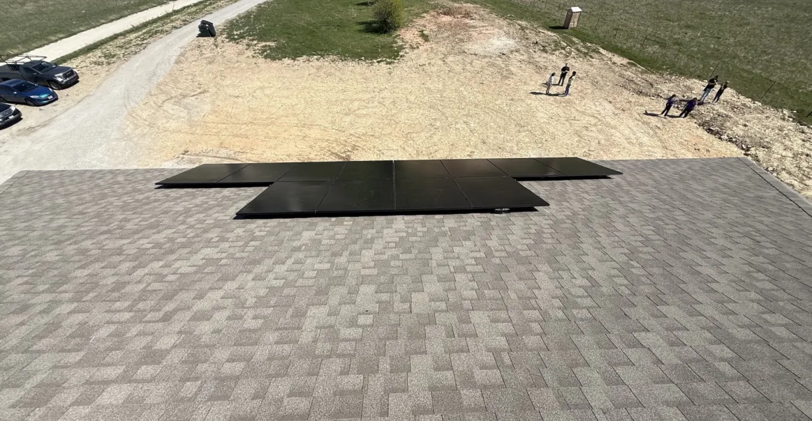Angled roof view of Refuge for Women Installation North Texas