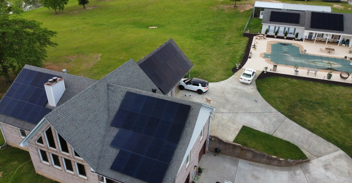 Angled view of solar panels from residential installation in Jacksonville. 