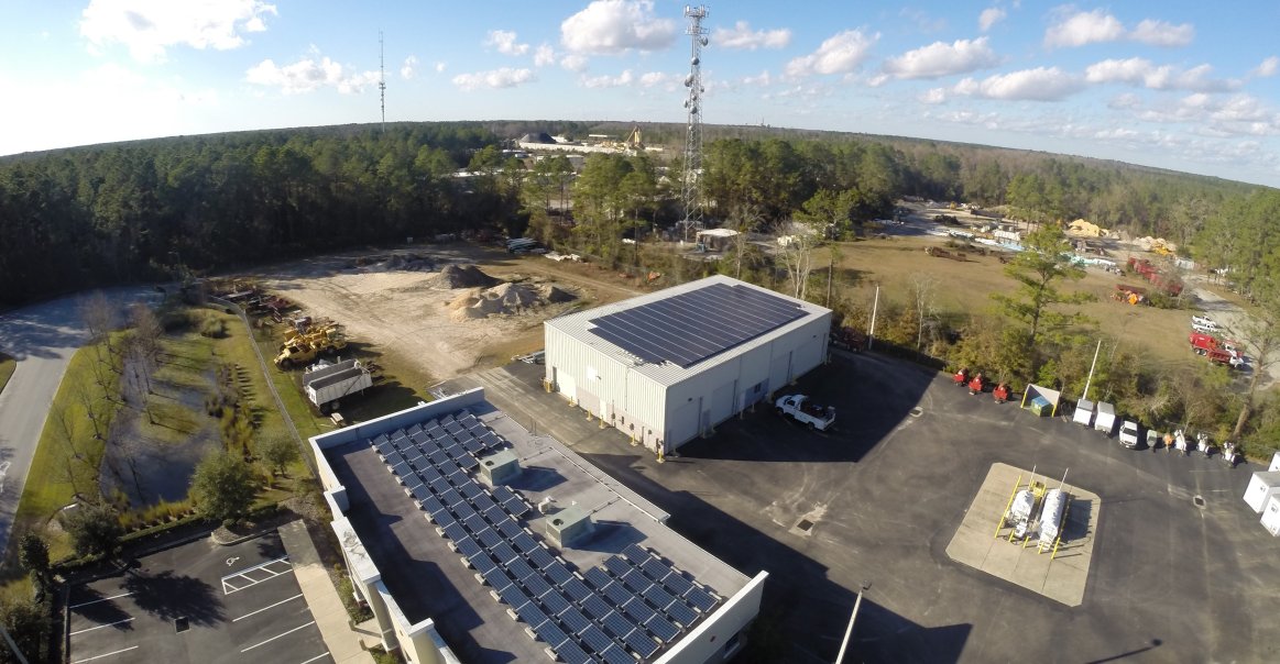 73.5 kW PV system over the office building and warehouse