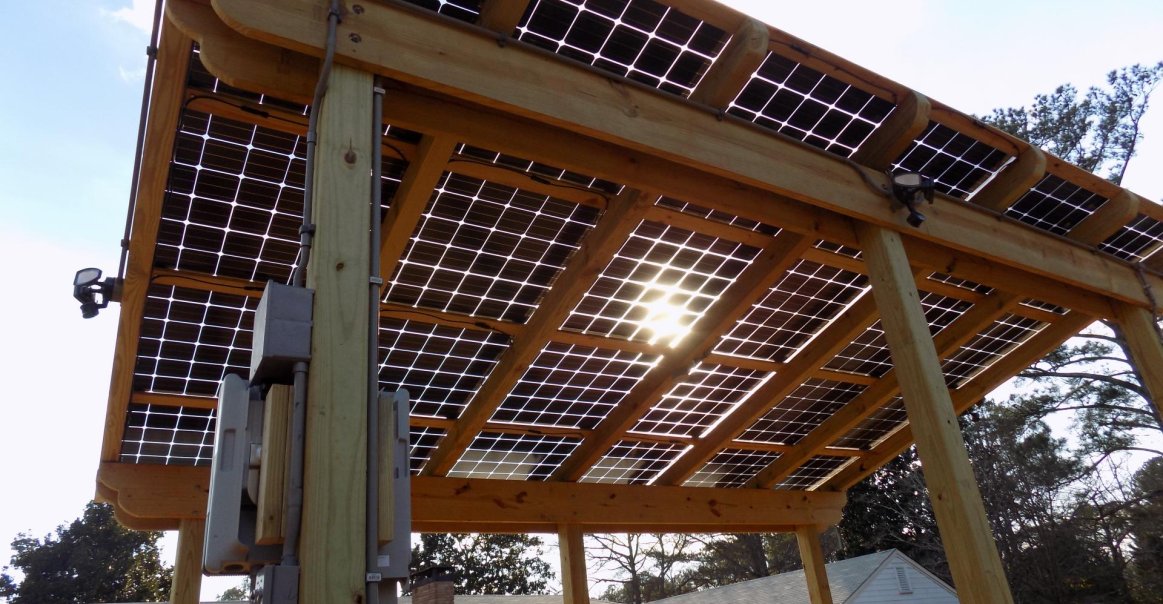 Pergola array from below. Sunpreme Pergola