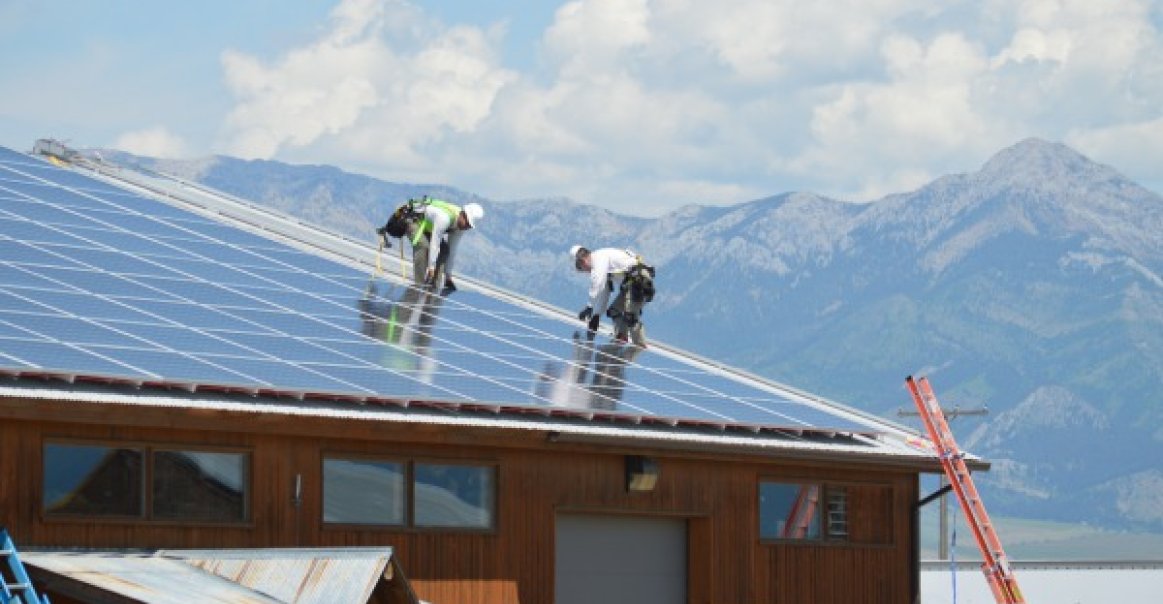 Commercial solar array installation project. Commercial solar array installation project.