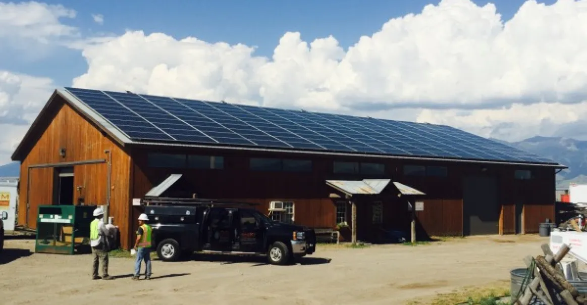 Commercial solar array project in progress. 