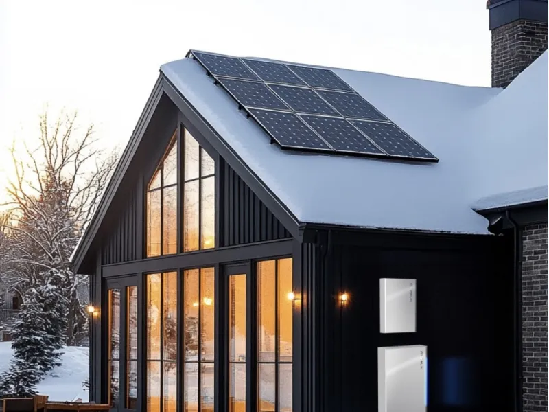 FranklinWH solar system residential installation in winter weather. 