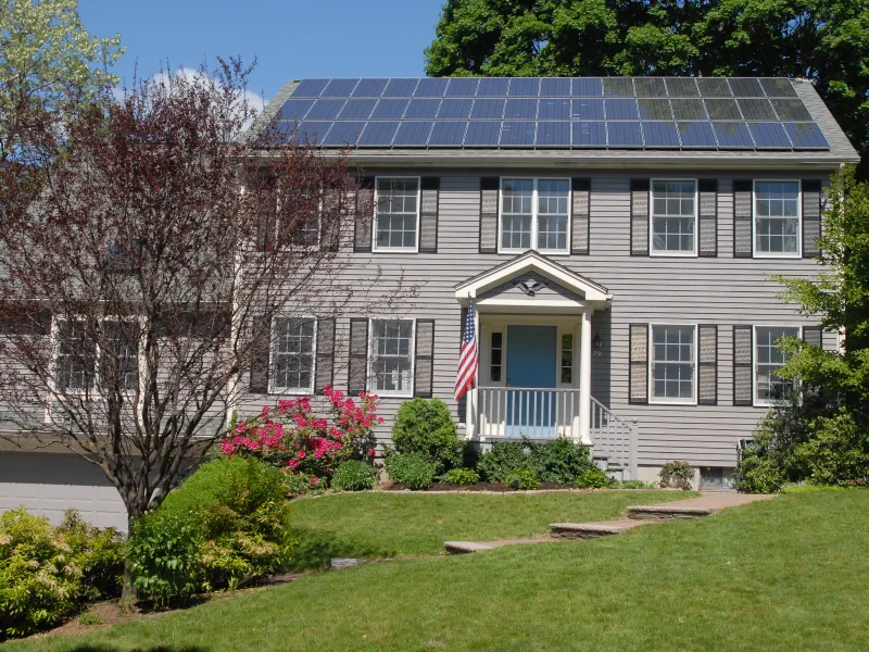 Solar panels on the roof of a house