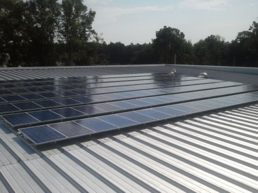 Jacksonville 32.9kW Trina Project on Seamed Metal Roof Modules installed on the roof