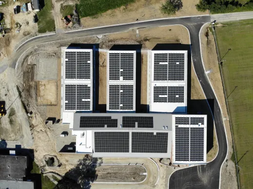 Bird's eye view of commercial installation project in Tarheel, NC.