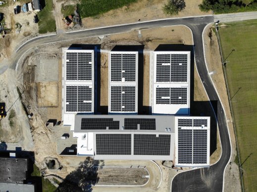 Bird's eye view of commercial installation project in Tarheel, NC.