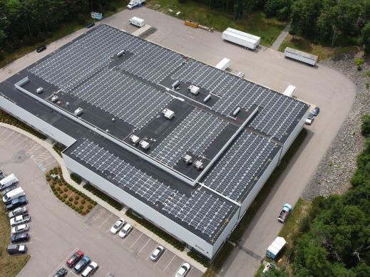 Commercial Solar Project Overhead shot of solar installation