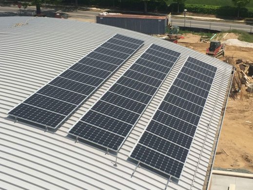 Early Construction Phase at Waverly School SolarWorld panels at Waverly School solar project