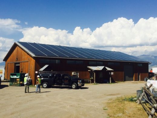 Commercial solar array project in progress. 