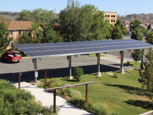 Solar array carport installation project in Montana. Solar array carport installation project in Montana.
