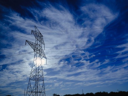 Electrical transmission tower to show energy usage for commercial customers.