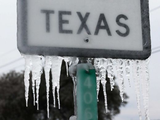 Road Sign with ice on it