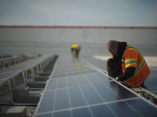 Unirac Flat Roof Ballasted Racking Installation