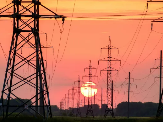Power lines at sunset